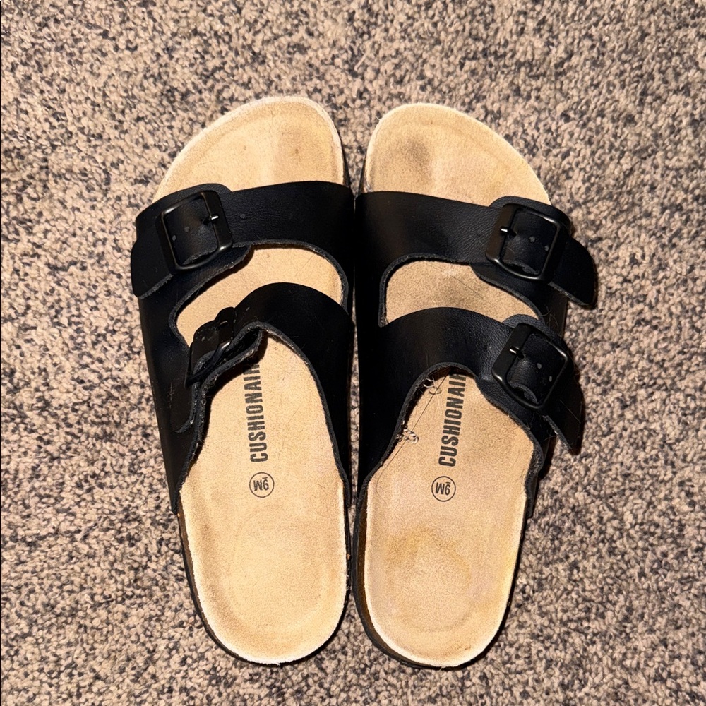 Cushionaire Women's Black Buckle Sandals